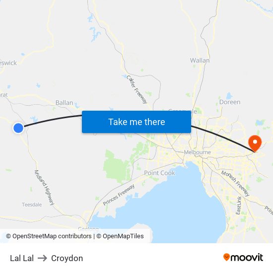 Lal Lal to Croydon map