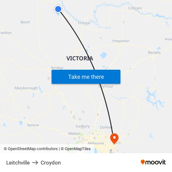 Leitchville to Croydon map