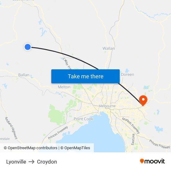 Lyonville to Croydon map