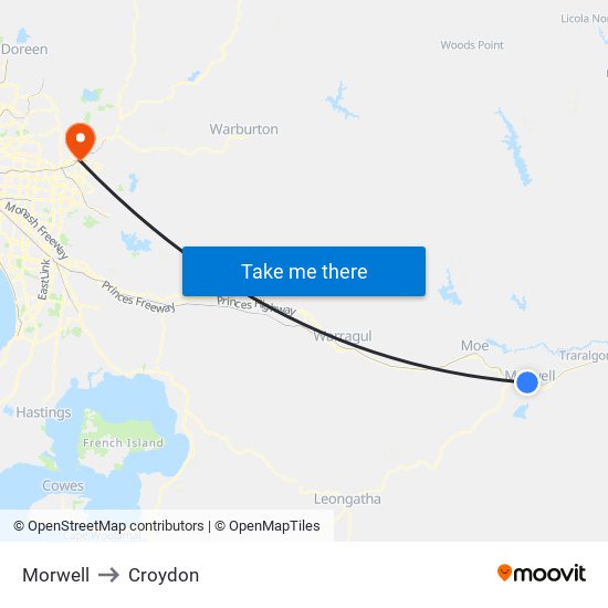 Morwell to Croydon map