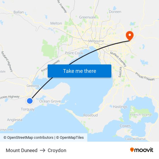 Mount Duneed to Croydon map