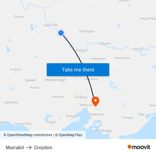 Murrabit to Croydon map