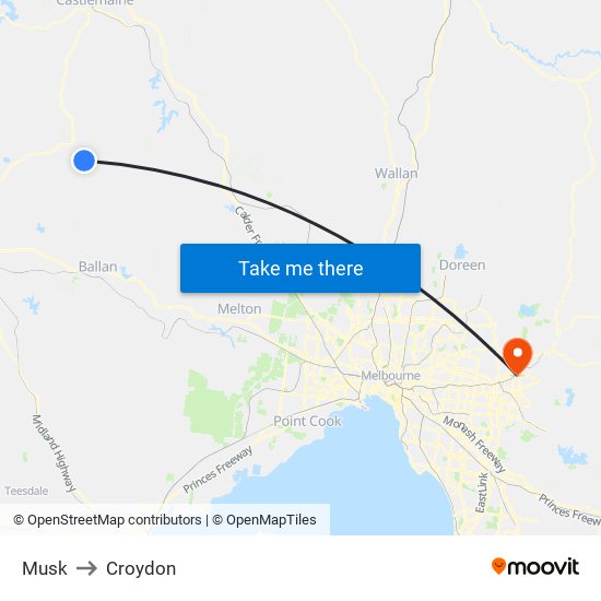 Musk to Croydon map