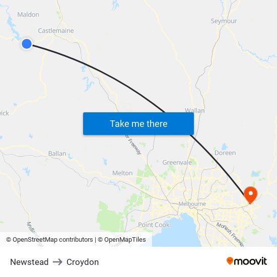 Newstead to Croydon map