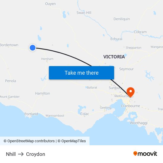 Nhill to Croydon map