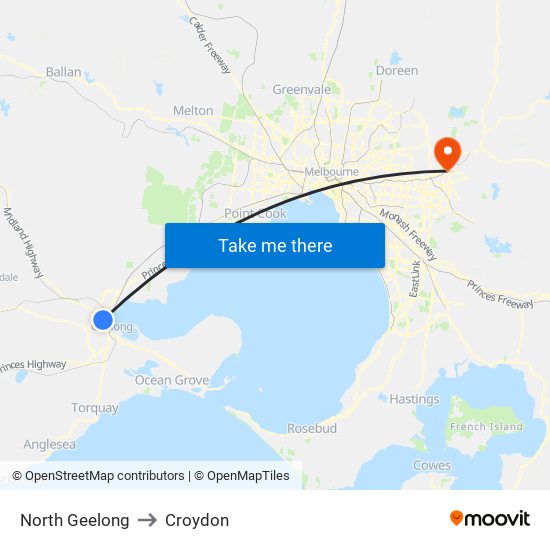 North Geelong to Croydon map