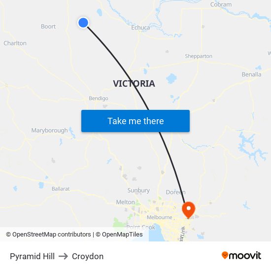 Pyramid Hill to Croydon map