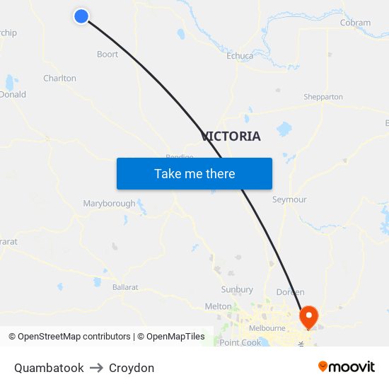 Quambatook to Croydon map