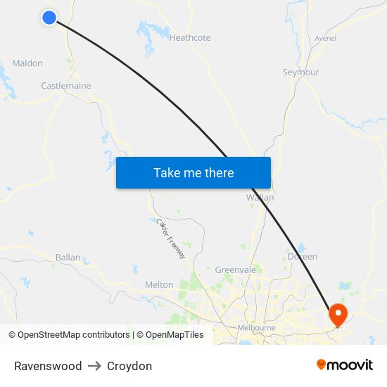 Ravenswood to Croydon map