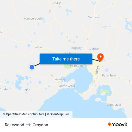 Rokewood to Croydon map