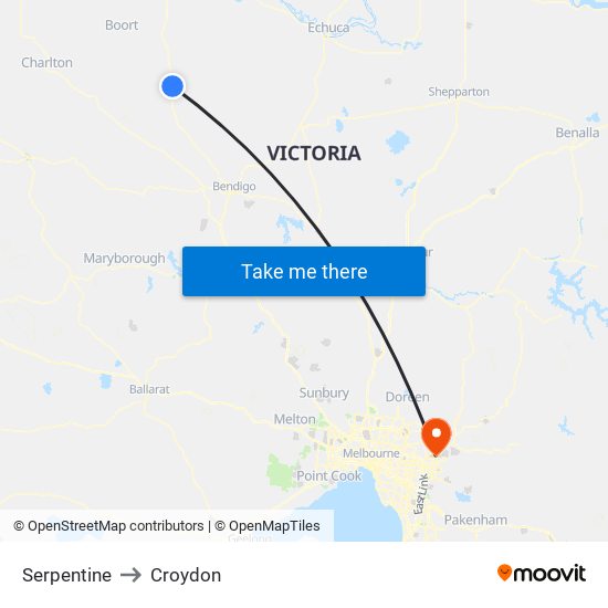 Serpentine to Croydon map