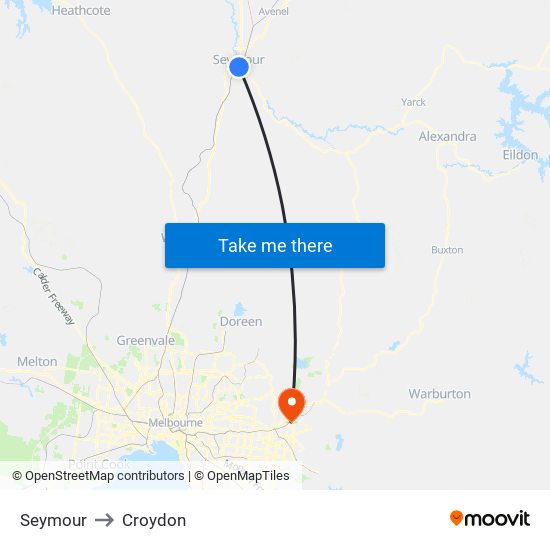 Seymour to Croydon map