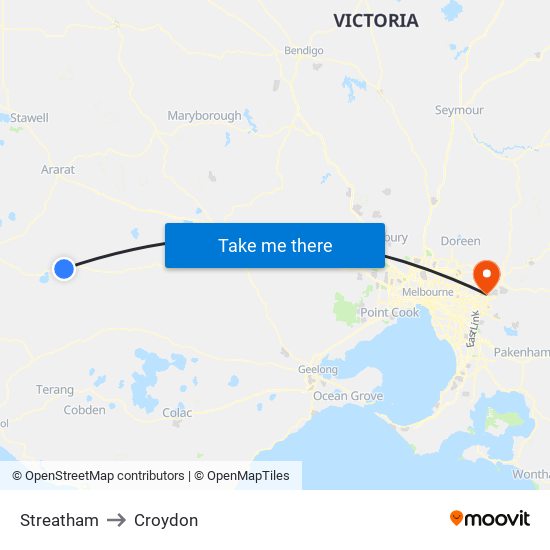 Streatham to Croydon map