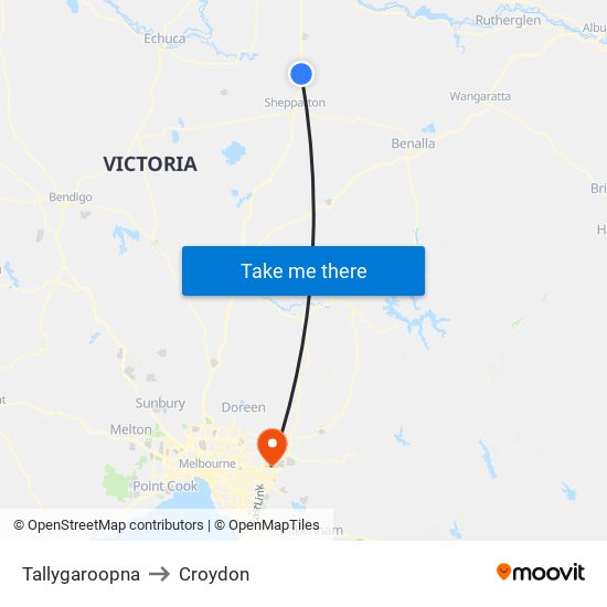 Tallygaroopna to Croydon map