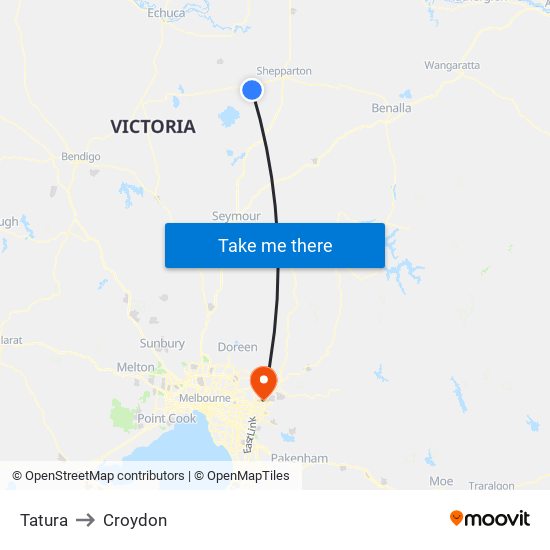 Tatura to Croydon map