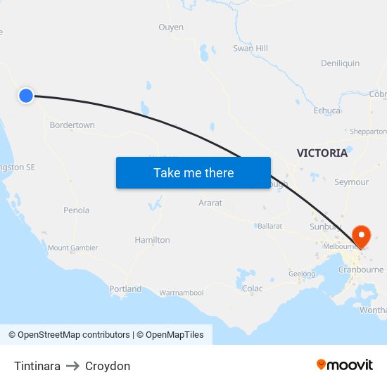 Tintinara to Croydon map