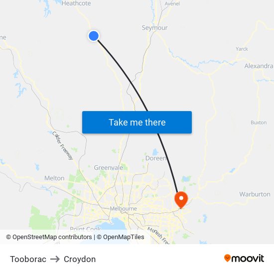 Tooborac to Croydon map