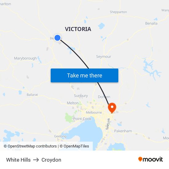 White Hills to Croydon map