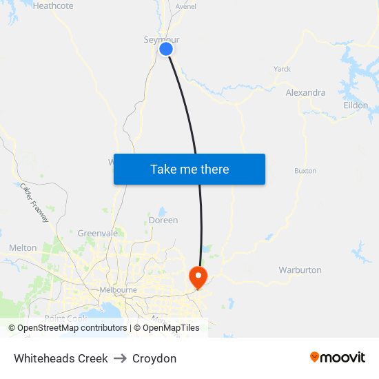 Whiteheads Creek to Croydon map