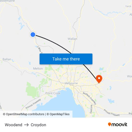 Woodend to Croydon map