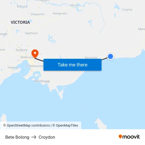 Bete Bolong to Croydon map