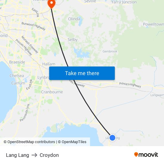 Lang Lang to Croydon map