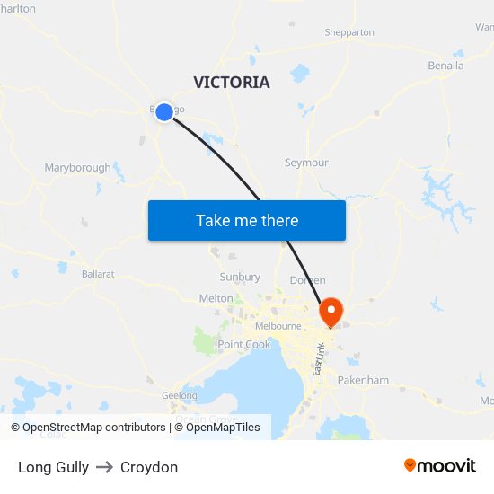 Long Gully to Croydon map