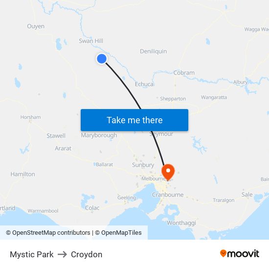 Mystic Park to Croydon map