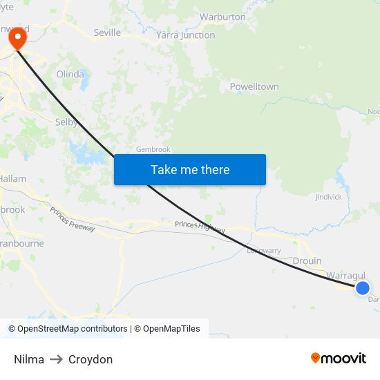Nilma to Croydon map