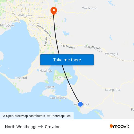 North Wonthaggi to Croydon map