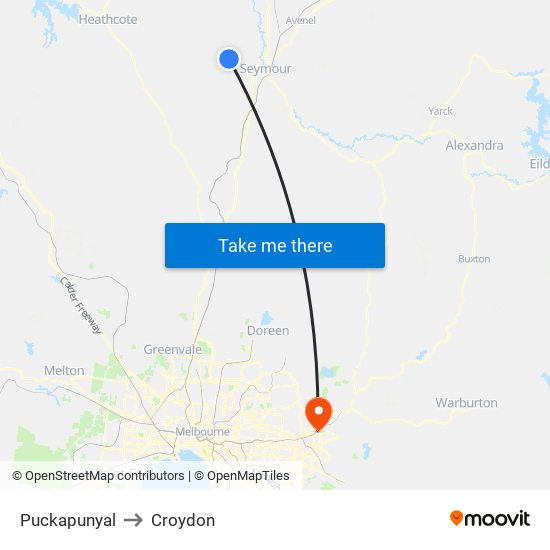 Puckapunyal to Croydon map