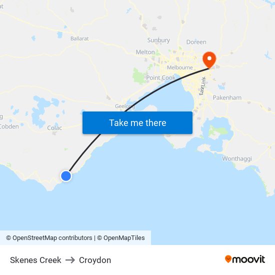 Skenes Creek to Croydon map