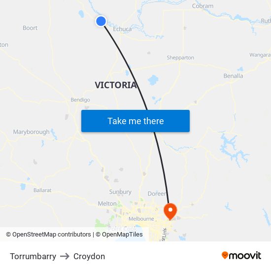 Torrumbarry to Croydon map