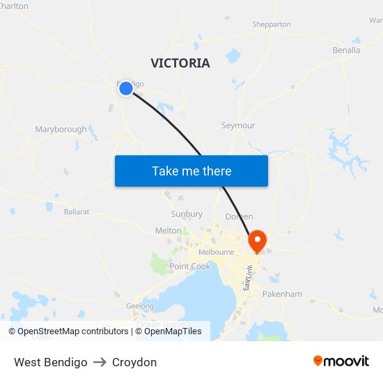 West Bendigo to Croydon map