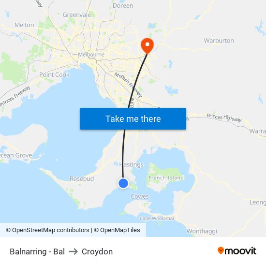 Balnarring - Bal to Croydon map