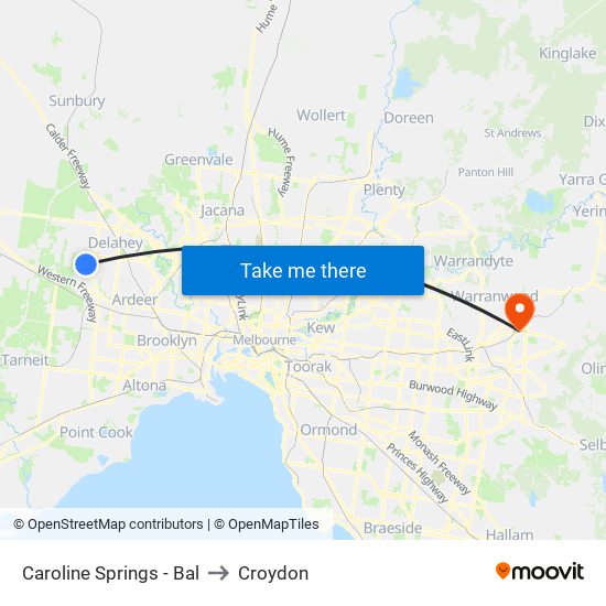 Caroline Springs - Bal to Croydon map