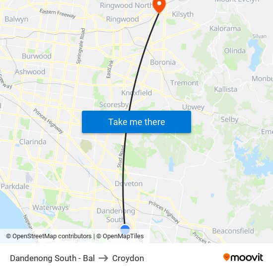 Dandenong South - Bal to Croydon map