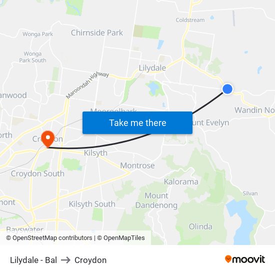 Lilydale - Bal to Croydon map