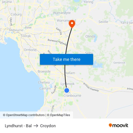 Lyndhurst - Bal to Croydon map