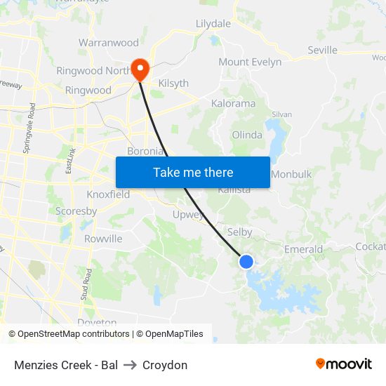 Menzies Creek - Bal to Croydon map