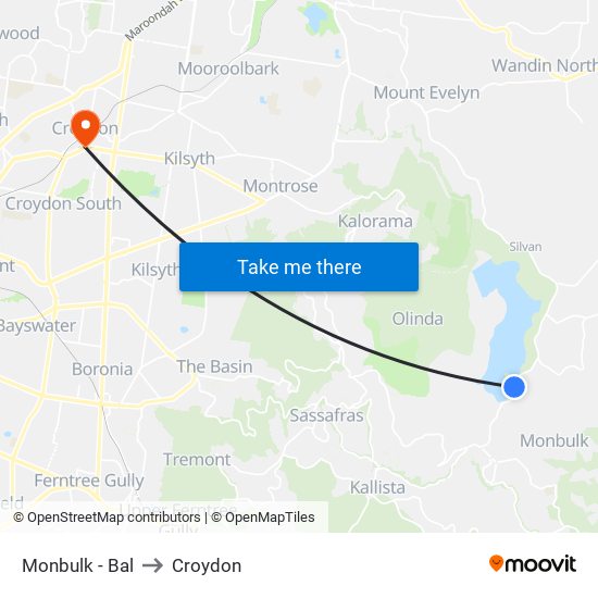 Monbulk - Bal to Croydon map