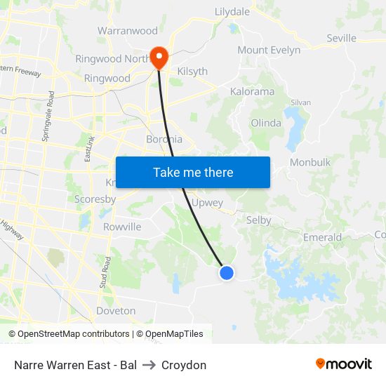 Narre Warren East - Bal to Croydon map