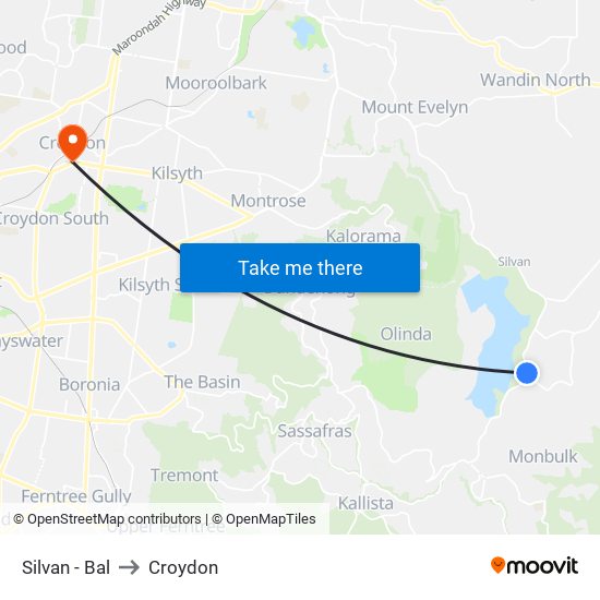 Silvan - Bal to Croydon map