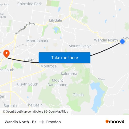 Wandin North - Bal to Croydon map