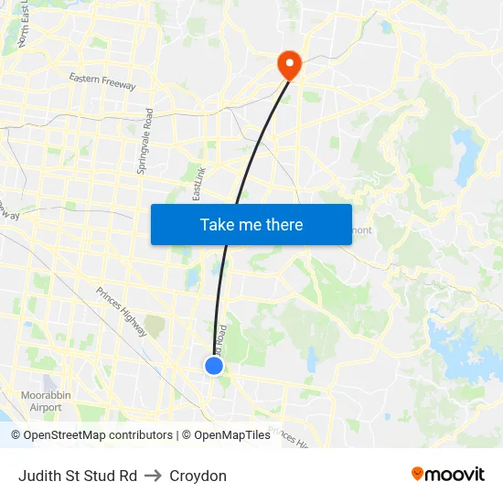 Judith St Stud Rd to Croydon map