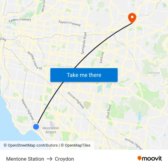 Mentone Station to Croydon map