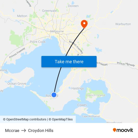 Mccrae to Croydon Hills map