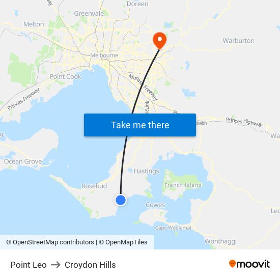 Point Leo to Croydon Hills map