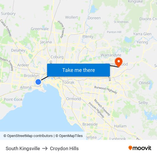 South Kingsville to Croydon Hills map