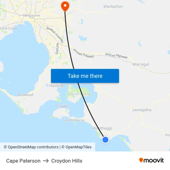 Cape Paterson to Croydon Hills map